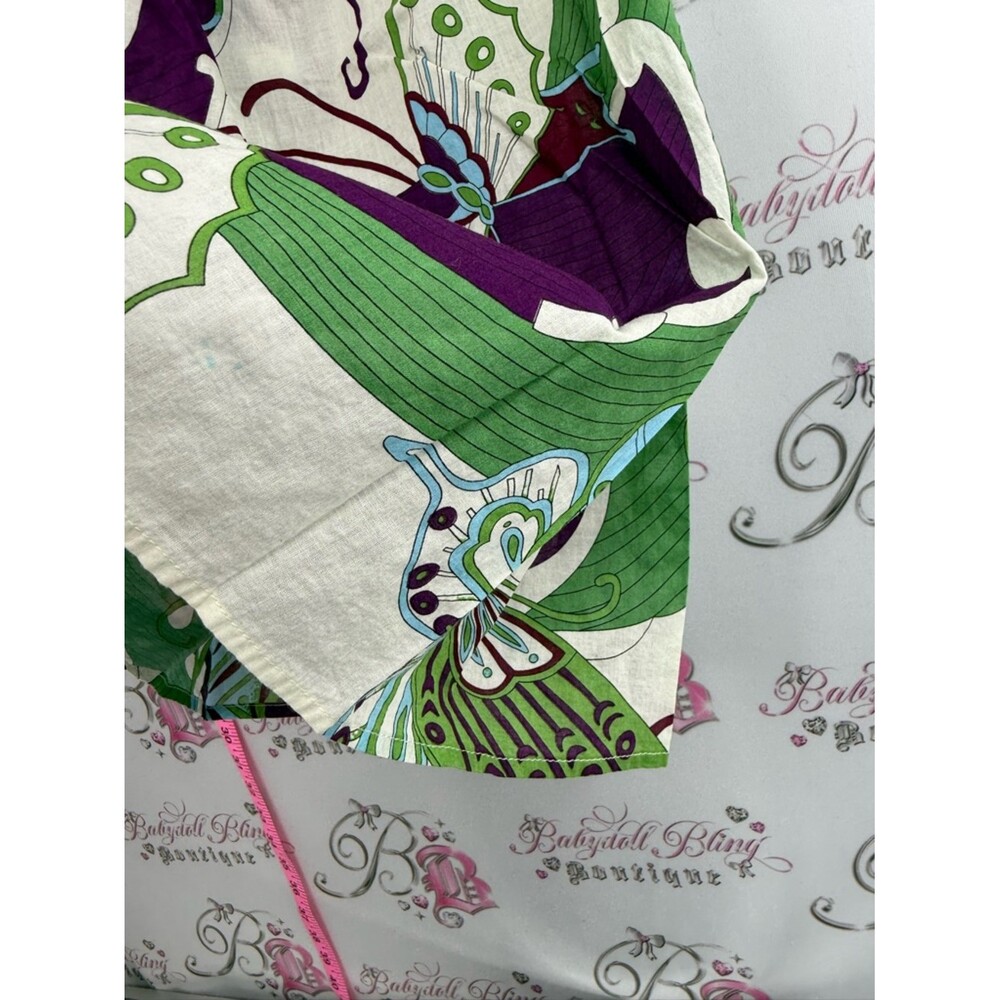 725 originals shirt, jewels Butterfly Print Puff Sleeve Top — Purple & Green - Picture 5 of 12